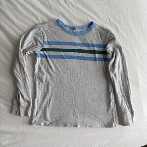 Primary Gray Long Sleeve Shirt with Blue and Green Stripes